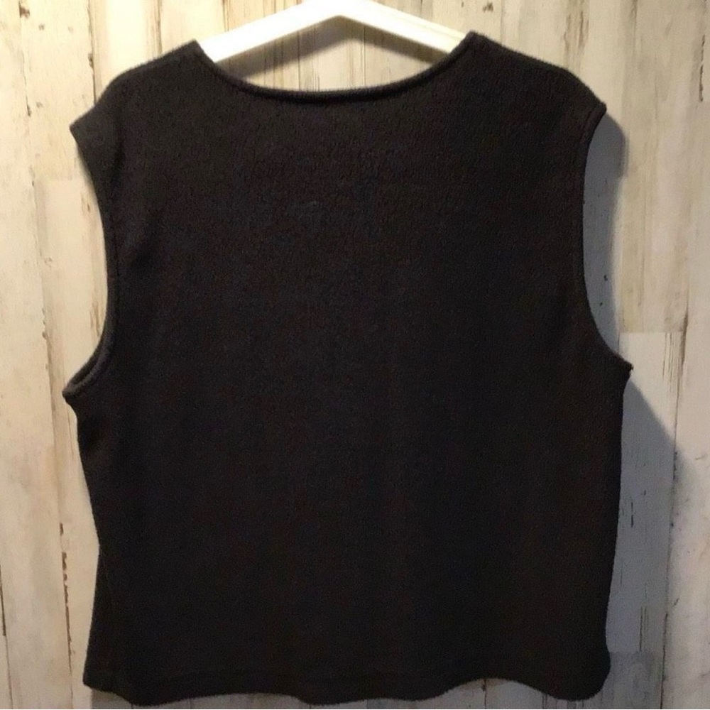 Bechamel Vintage Women’s Size L Christmas Black Fleece Vest Ugly Sweater Santa - Picture 11 of 11